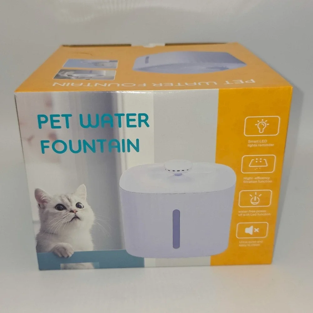 2500ML USB Round Pet Water Fountain, Automatic Cat Water Dispenser With Circulat